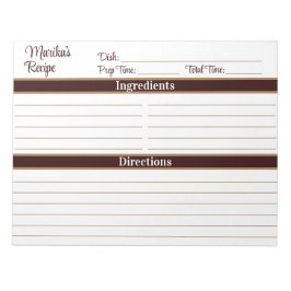 Elegant Script Chocolate Brown 8.5x11 Recipes Notizblock