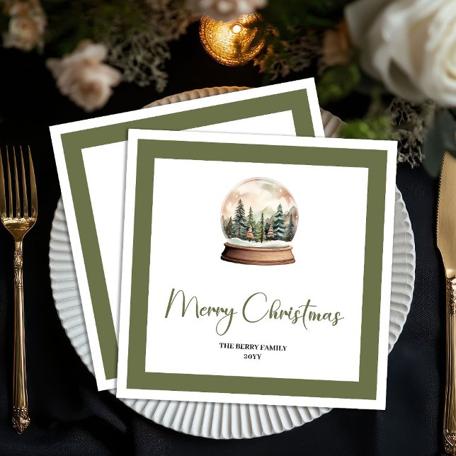Elegant Script Christmas Ball Custom Name Napkins Serviette (Elegant Script Christmas Ball Custom Name Napkins)