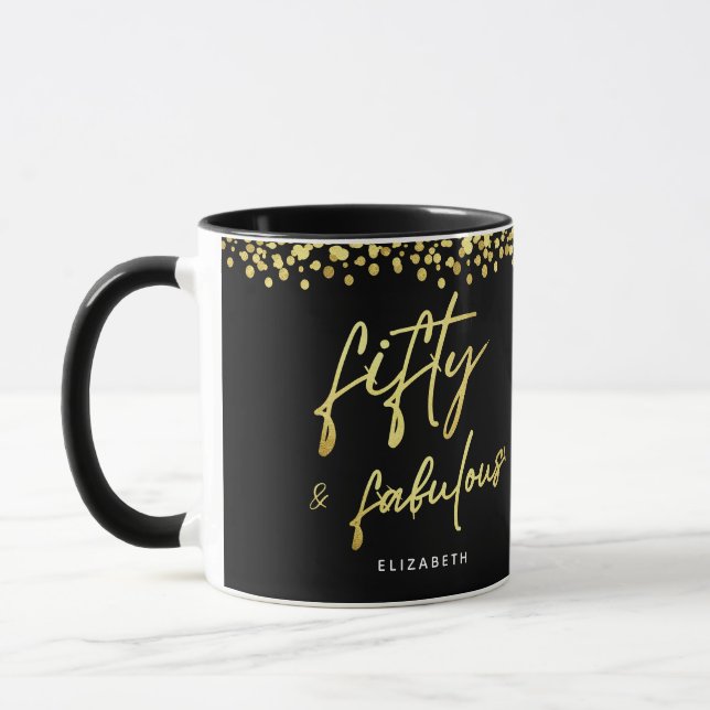 Élégant Script Cinquante et fabuleuse Mug d'annive (Gauche)
