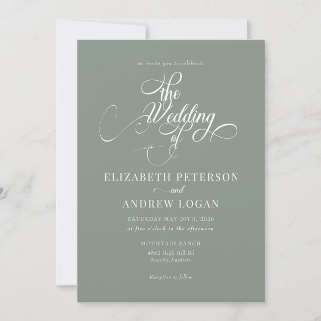 Élégant Script Classic Wedding Invitations (Devant)