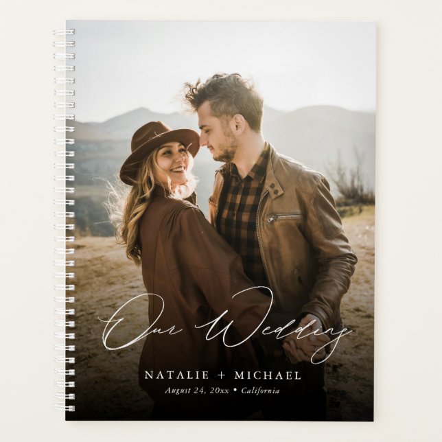 Élégant script de calligraphie Mariage photo perso (Devant)