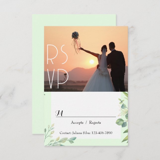 Elégant Script de verdure RSVP Invitation (Devant / Derrière)