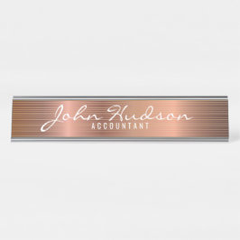 Élégant script en cuivre Moderne Bureau Nom Plaque