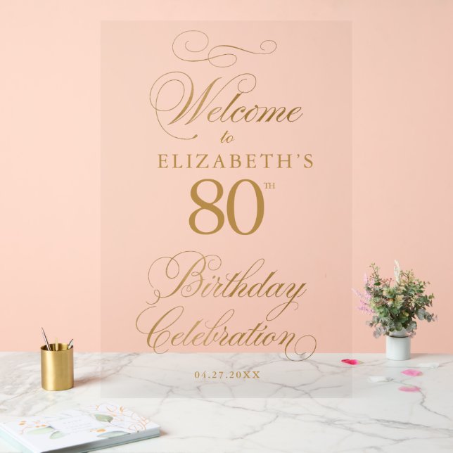 Élégant Script Faux Gold Anniversaire Bienvenue (Mariage)