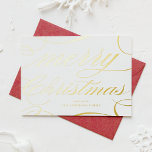 Elegant Script Flourish Merry Christmas<br><div class="desc">Merry Christmas! Send your holiday greetings to family and friends with this customizable Christmas card. It features an elegant script with flourish accents. Personalize by adding your details. This gold foil Christmas card is available in other colors and cardstock,  perfect as a business and personal Christmas card.</div>