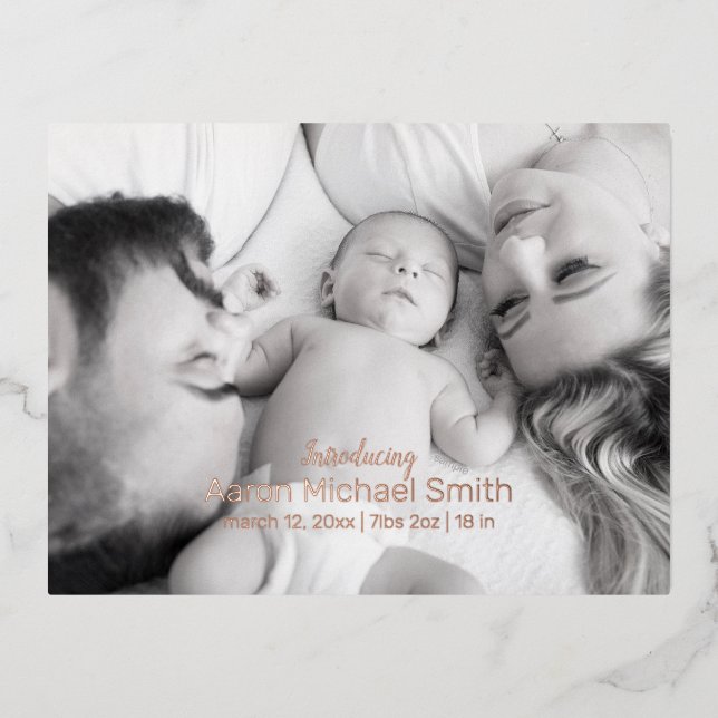 Élégant script Foil noir & blanc carte postale de  (Recto)