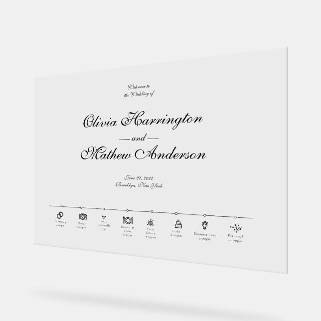 Elégant script formel Mariage Timeline Welcome (Angle)