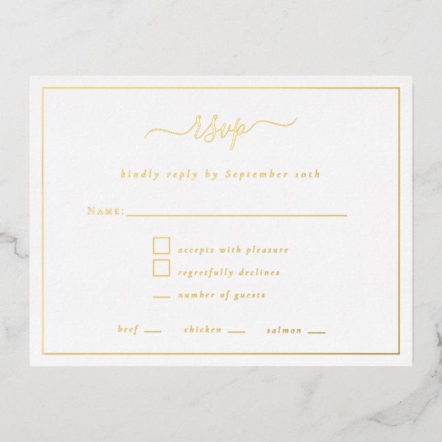 Élégant Script Frontale Carte RSVP Luxe Foil (Recto)