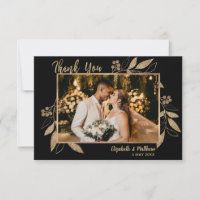 Élégant Script Gold Feuille Photo Carte de remerci