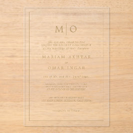 Elegant Script Gold Monogram Acryleinladungen