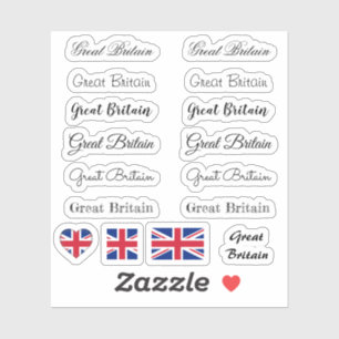 Elegant script Great Britain British Flag Name Set Aufkleber