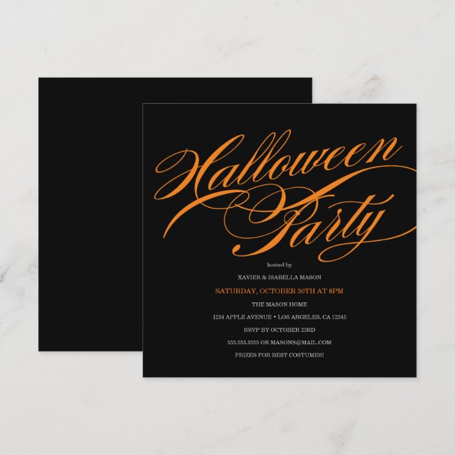 Élégant Script Halloween Party Invitation (Devant / Derrière)
