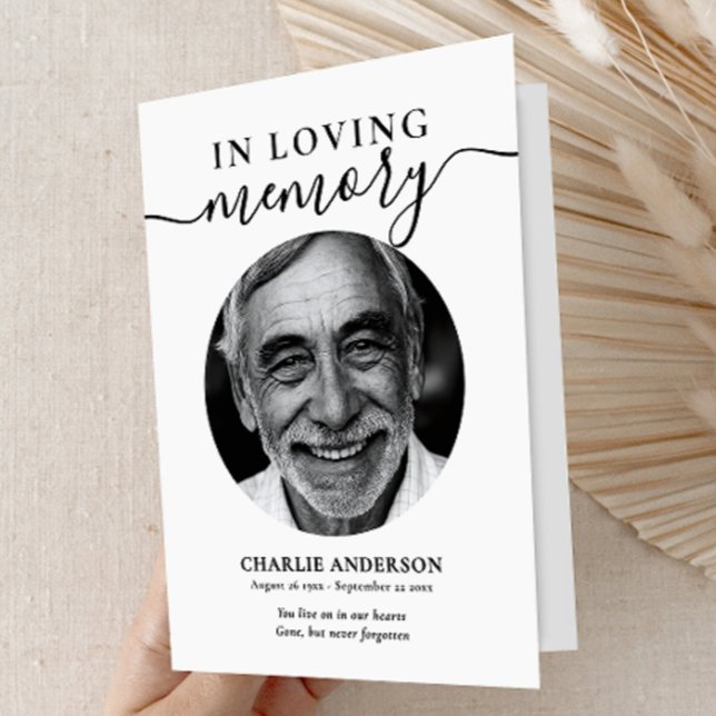 Elegant Script In Loving Memory Photo Memorial Programm (Von Creator hochgeladen)