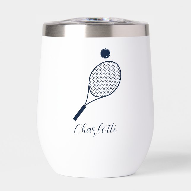 Élégant Script Joueur de tennis Monogramme personn (Avant)