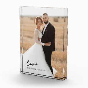 Élégant Script Love Bride Groom Bloc photo