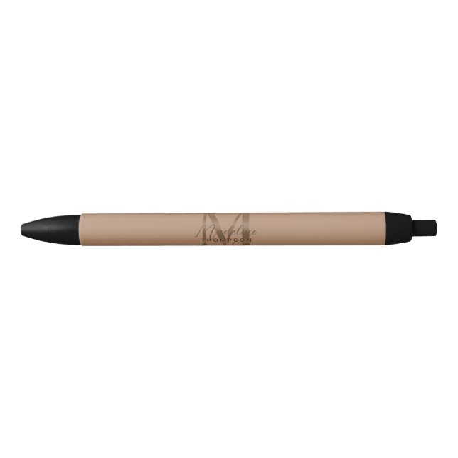 Elegant Script Metallic Taupe Gold Monogram Kugelschreiber (Vorderseite)