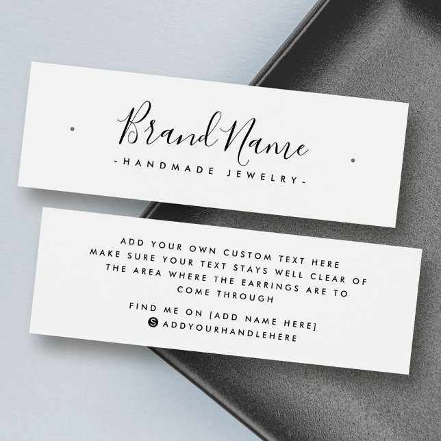 Élégant script minima étalon d'écran d'oreille (Elegant script minimal stud earring display card)