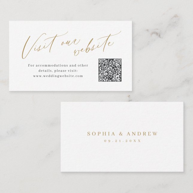 Elegant script minimal QR code website Insert card Platzkarte (Vorne/Hinten)