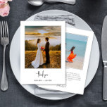 Elegant Script Minimalist 2-Photo Wedding Dankeskarte<br><div class="desc">This photo wedding thank you card design features elegant thank you text with space for 2 photos and a custom message on the back. Click the customize button for more flexibility in modifying the text or moving the graphics! Variations of this design as well as coordinating products are available in...</div>