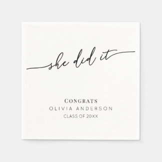 Elegant Script Minimalist Graduation Party Serviette