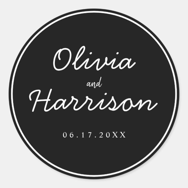Élégant Script minimaliste Sticker Mariage moderne (Devant)
