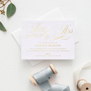 Elegant Script Miss to Mrs. Bridal Shower Gold Folieneinladung