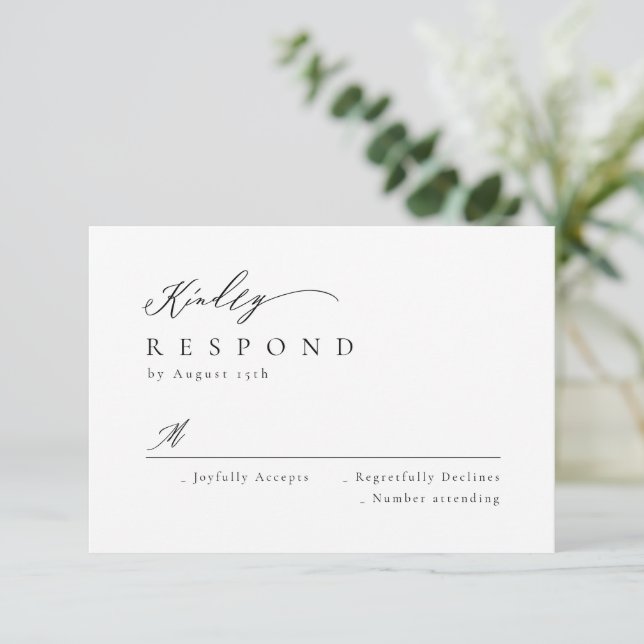 Elégant script moderne minimaliste mariage RSVP (Debout devant)