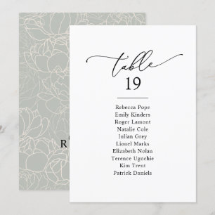 Élégant Script moderne Seating Chart Cartes de tab