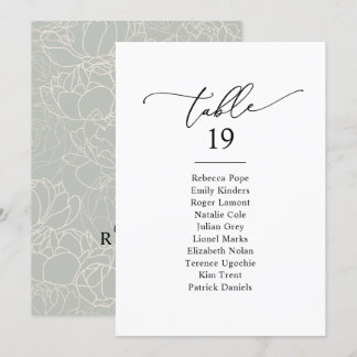 Élégant Script moderne Seating Chart Cartes de tab