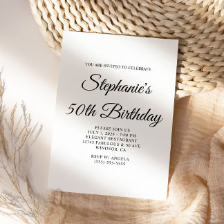 Elegant Script Monogram 50. Geburtstag Einladung