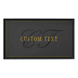 Elegant Script Monogram Black & Gold Namenschild