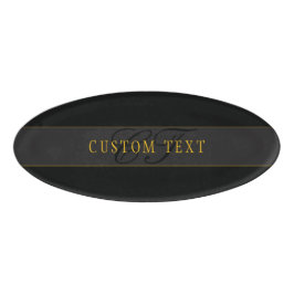 Elegant Script Monogram Black & Gold Namenschild