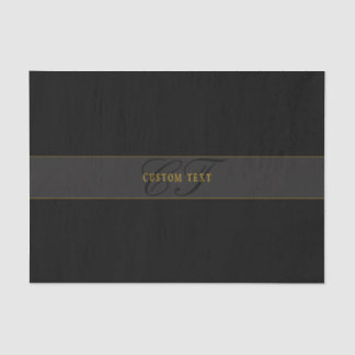 Elegant Script Monogram Black & Gold Seidenpapier