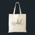 Elegant Script Monogrammed Name Modern Trendy Tragetasche<br><div class="desc">This monogrammed tote bag features a monogram with modern script font. Personalize it with your name and monogram.</div>