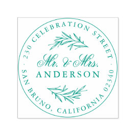 Elegant Script Mr. & Mrs. Newlywed Rücksendeadress Permastempel