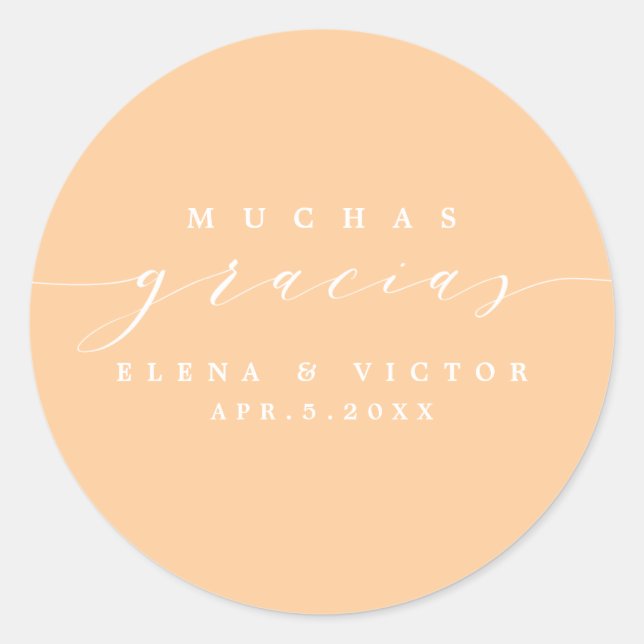 ELEGANT SCRIPT MUCHAS GRACIAS | DANK IHNEN STICKER (Vorderseite)