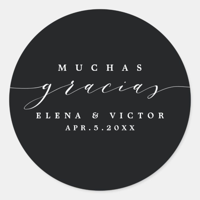 ELEGANT SCRIPT MUCHAS GRACIAS | DANK IHNEN STICKER (Vorderseite)