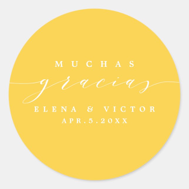 ELEGANT SCRIPT MUCHAS GRACIAS | DANK IHNEN STICKER (Vorderseite)