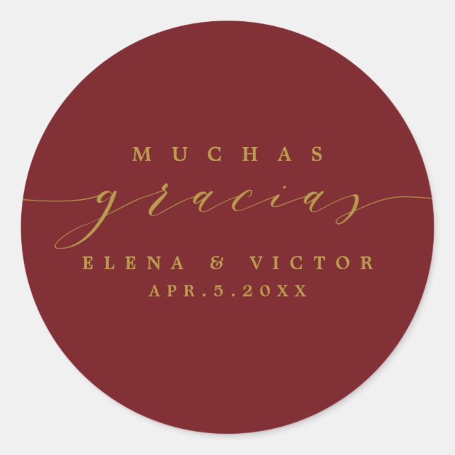ELEGANT SCRIPT MUCHAS GRACIAS | DANK IHNEN STICKER (Vorderseite)