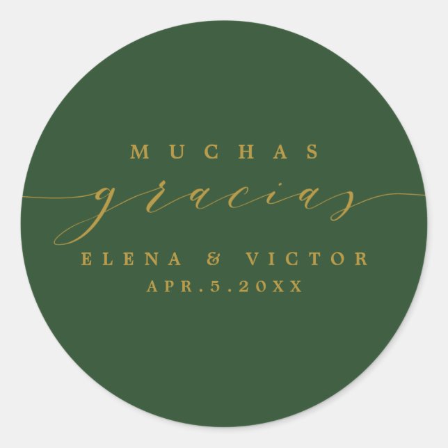 ELEGANT SCRIPT MUCHAS GRACIAS | DANK IHNEN STICKER (Vorderseite)