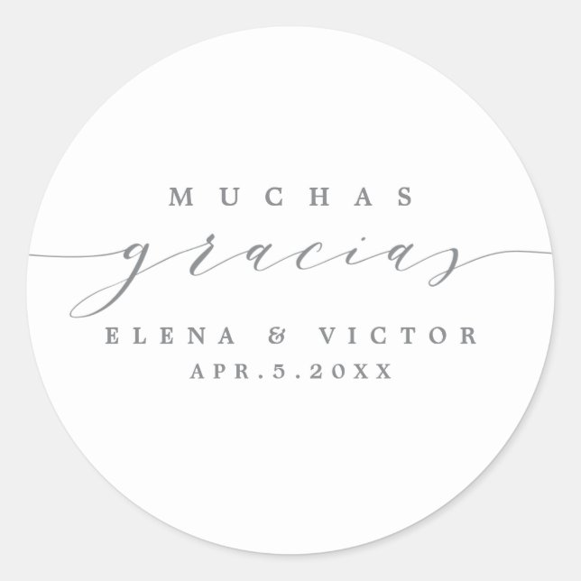 ELEGANT SCRIPT MUCHAS GRACIAS | DANK IHNEN STICKER (Vorderseite)