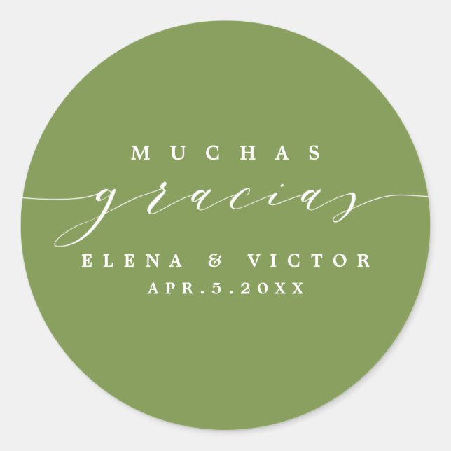 ELEGANT SCRIPT MUCHAS GRACIAS | DANK IHNEN STICKER (Vorderseite)