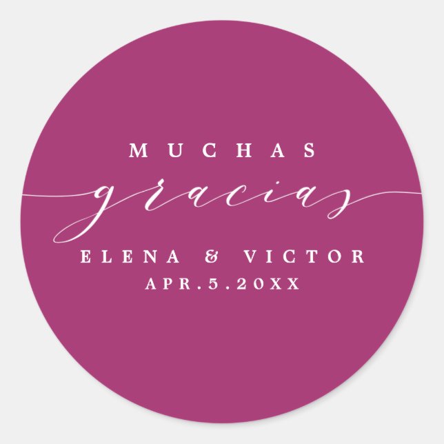 ELEGANT SCRIPT MUCHAS GRACIAS | DANK IHNEN STICKER (Vorderseite)