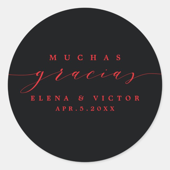 ELEGANT SCRIPT MUCHAS GRACIAS | DANK IHNEN STICKER (Vorderseite)