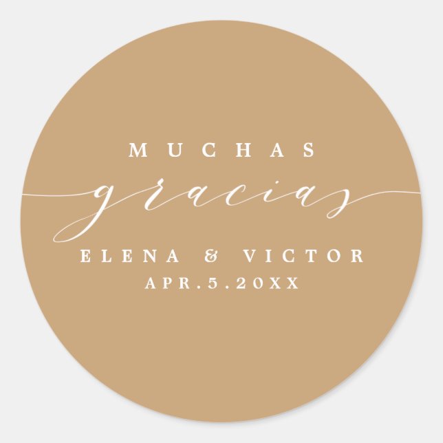ELEGANT SCRIPT MUCHAS GRACIAS | DANK IHNEN STICKER (Vorderseite)