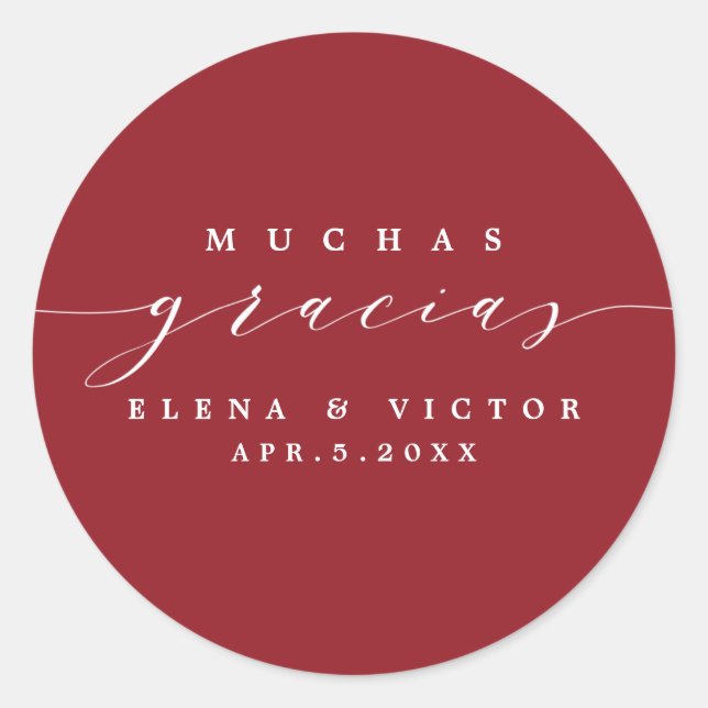 ELEGANT SCRIPT MUCHAS GRACIAS | DANK IHNEN STICKER (Vorderseite)