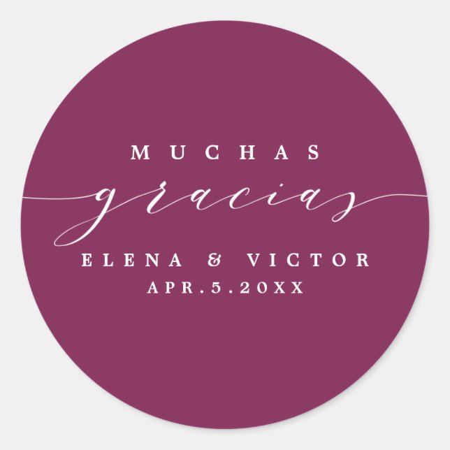 ELEGANT SCRIPT MUCHAS GRACIAS | DANK IHNEN STICKER (Vorderseite)