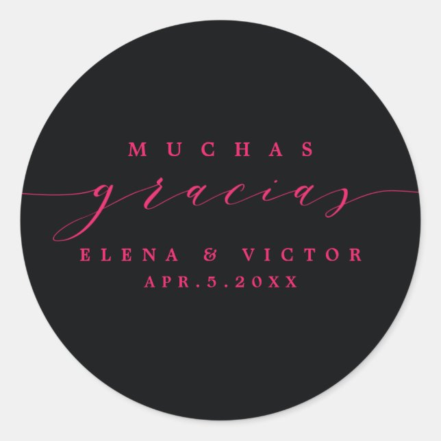 ELEGANT SCRIPT MUCHAS GRACIAS | DANK IHNEN STICKER (Vorderseite)