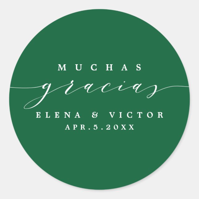 ELEGANT SCRIPT MUCHAS GRACIAS | DANK IHNEN STICKER (Vorderseite)