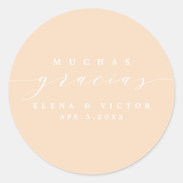ELEGANT SCRIPT MUCHAS GRACIAS | DANK IHNEN STICKER (Vorderseite)